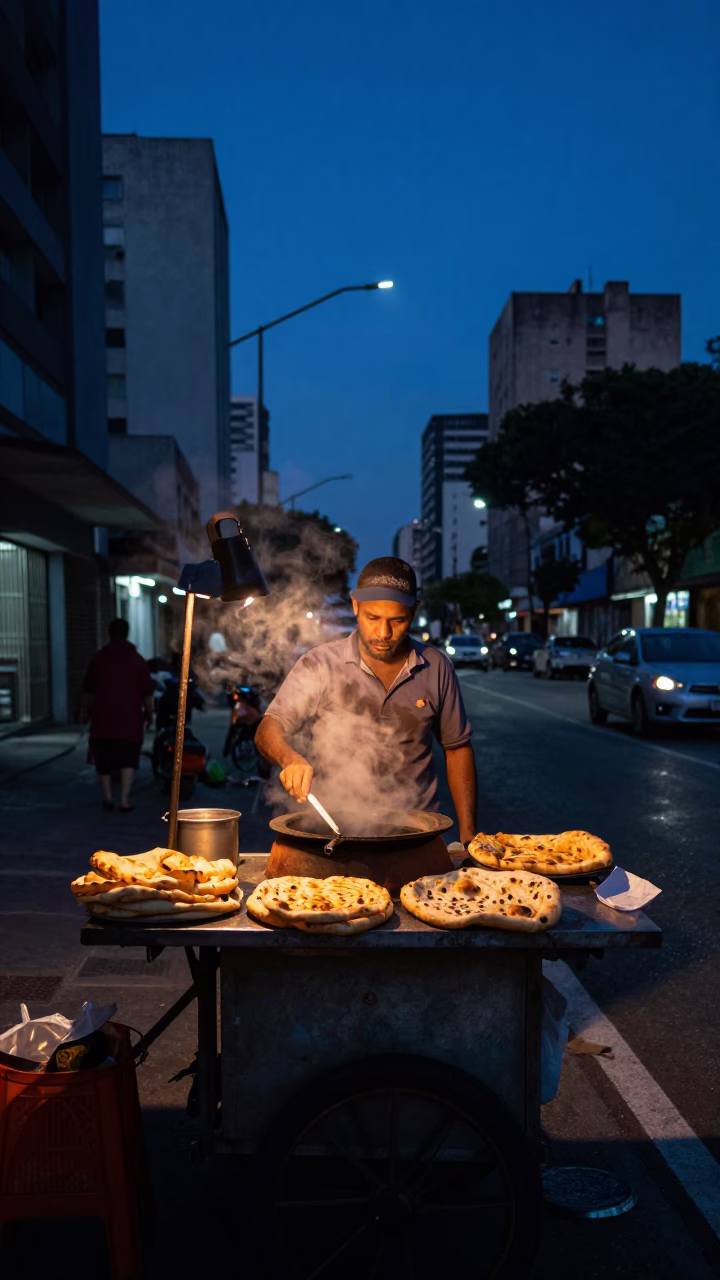 Naan in São Paulo at The Predawn Darkness Light in in São Paulo, Brazil