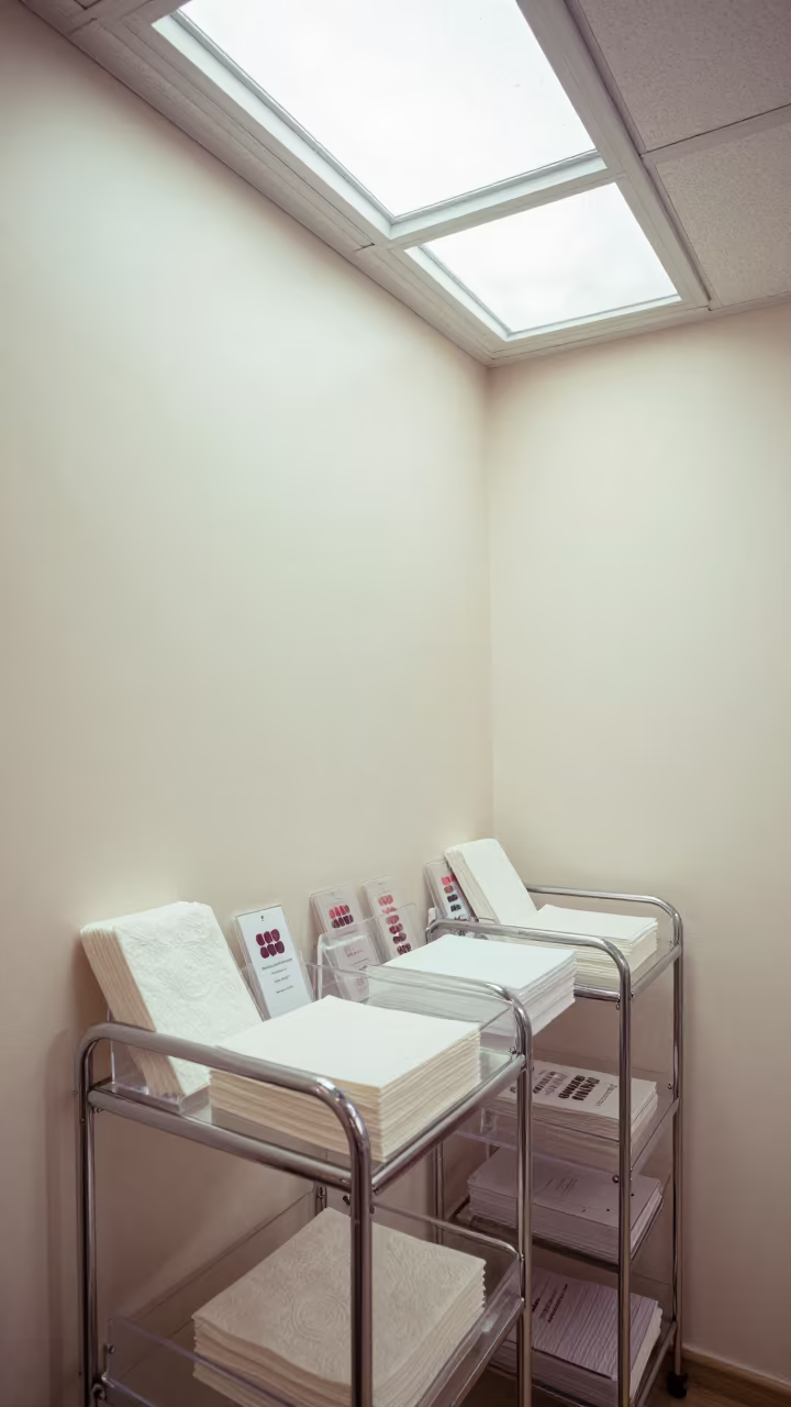 Nador Nail Studio Duster Caddy with Chrome and Acrylic in inside a nail studio in Nador