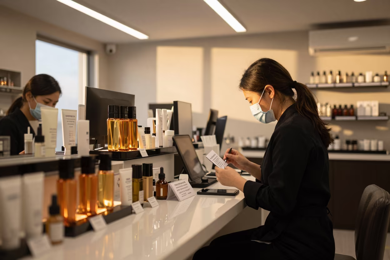 Nagasaki Beauty Supply Card Holder Before Reset in in a beauty supply area under white LEDs near Nagasaki