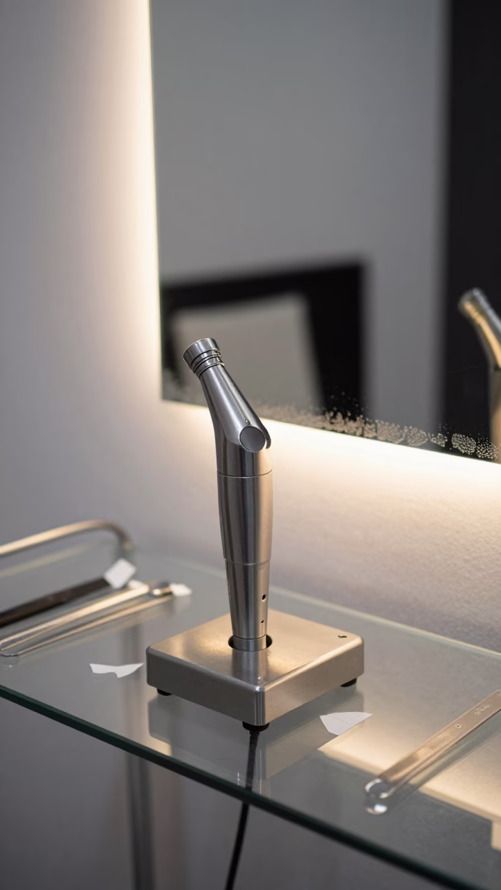 Nail Drill Dock in Moscow Salon Evening Glow in inside a salon row in Moscow