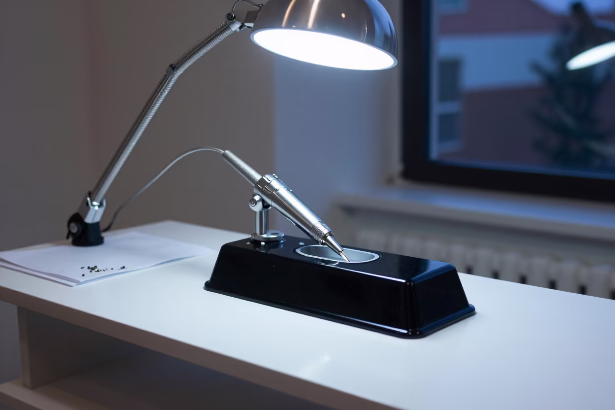 Nail Drill Dock Under Task Light in Rustavi in inside a nail studio in Rustavi