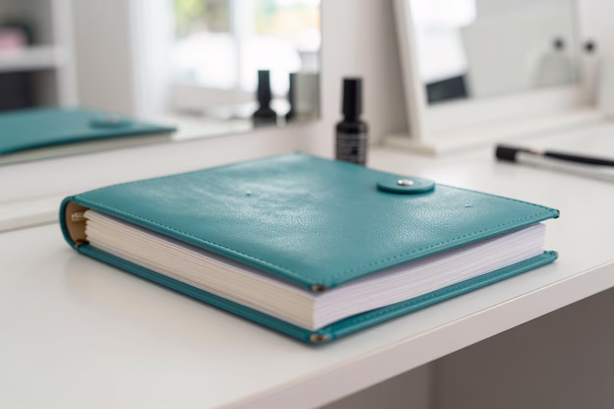 Nail Studio Binder Shelf Reset in inside a nail studio in Barranquilla