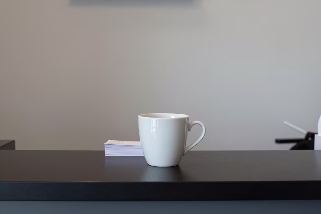 Nail Studio Reception Cup Midday Reset in inside a nail studio near Temperley