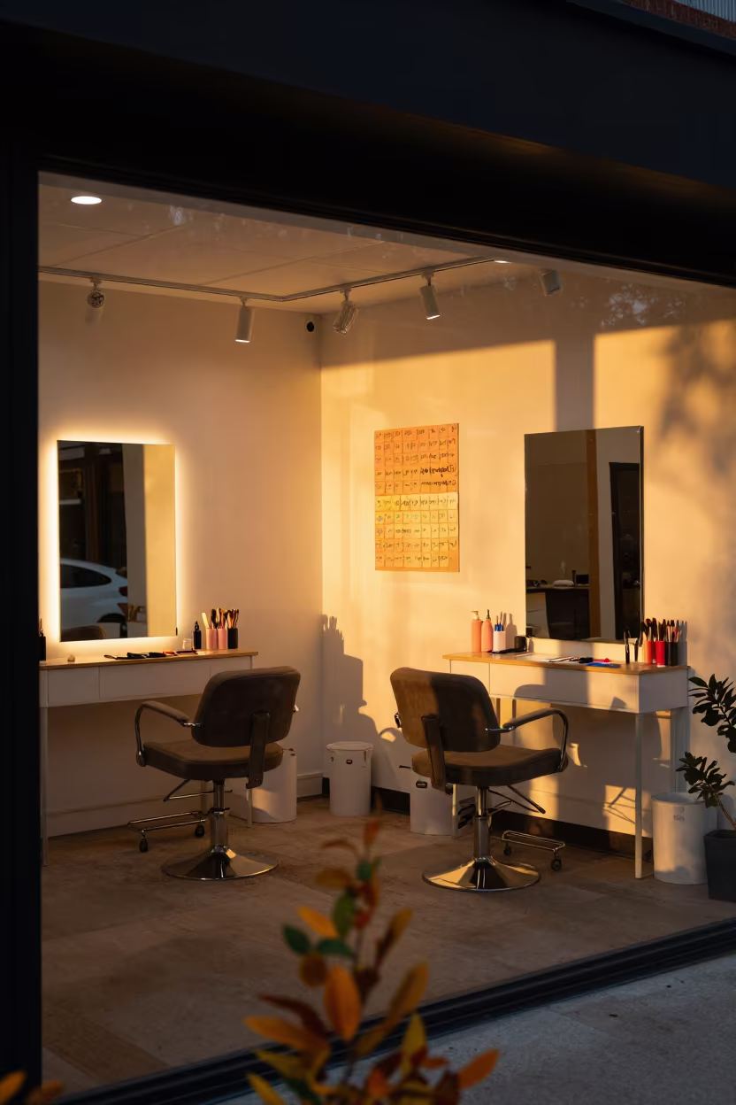 Nail Studio Shade Board Sunset Atlanta in inside a nail studio in Atlanta