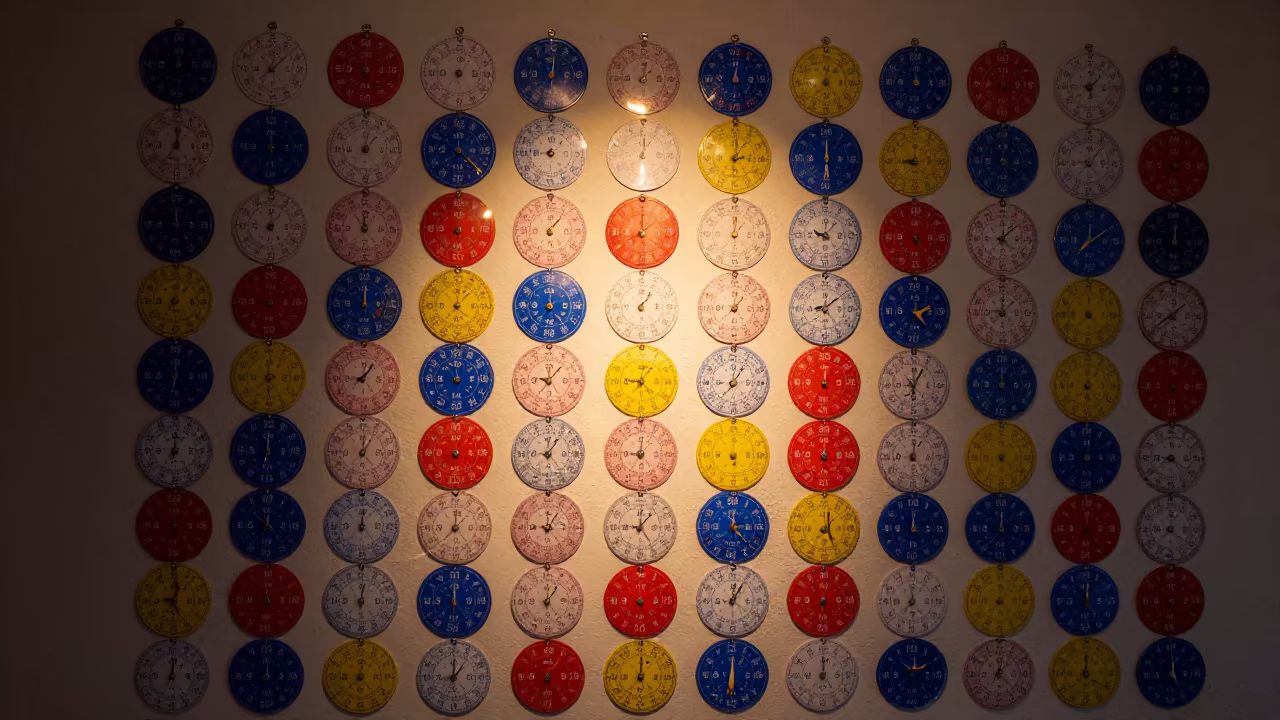 Nail Studio Timer Wall in Kosti Predawn Firelight in inside a nail studio in Kosti