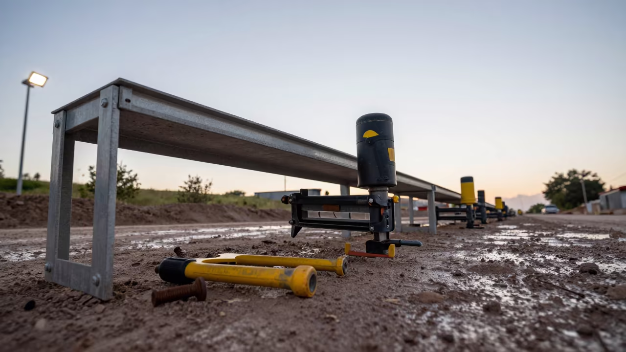 Nailer Shelf on Muddy Road Tepic Evening in at a muddy site access road in Tepic