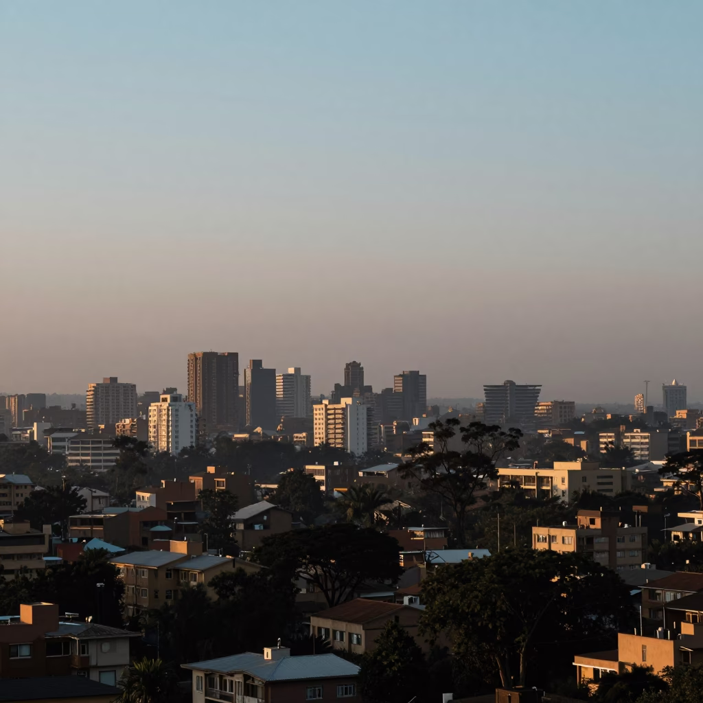 Nairobi Kenya Before Sunrise Landscape Horizon Shot 1960s Style Realistic Photography in in Nairobi, Kenya
