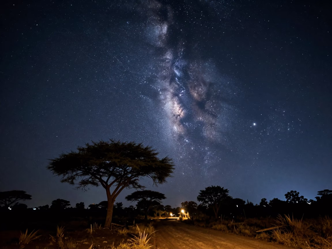 Nairobi Kenya Night Sky Landscape Under Deep Darkness With Street Scene in in Nairobi, Kenya