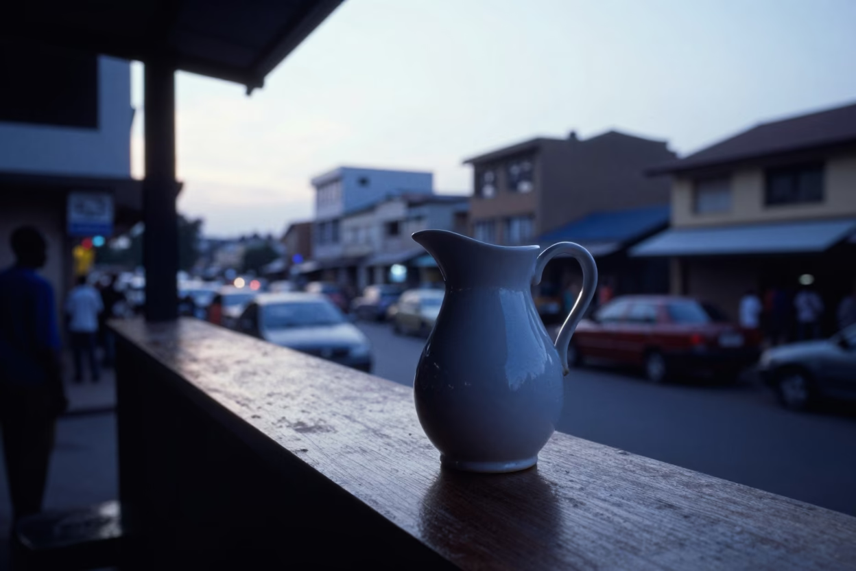 Nairobi Kenya Street Scene Before Sunrise with Pitcher and Busy Urban Morning in in Nairobi, Kenya