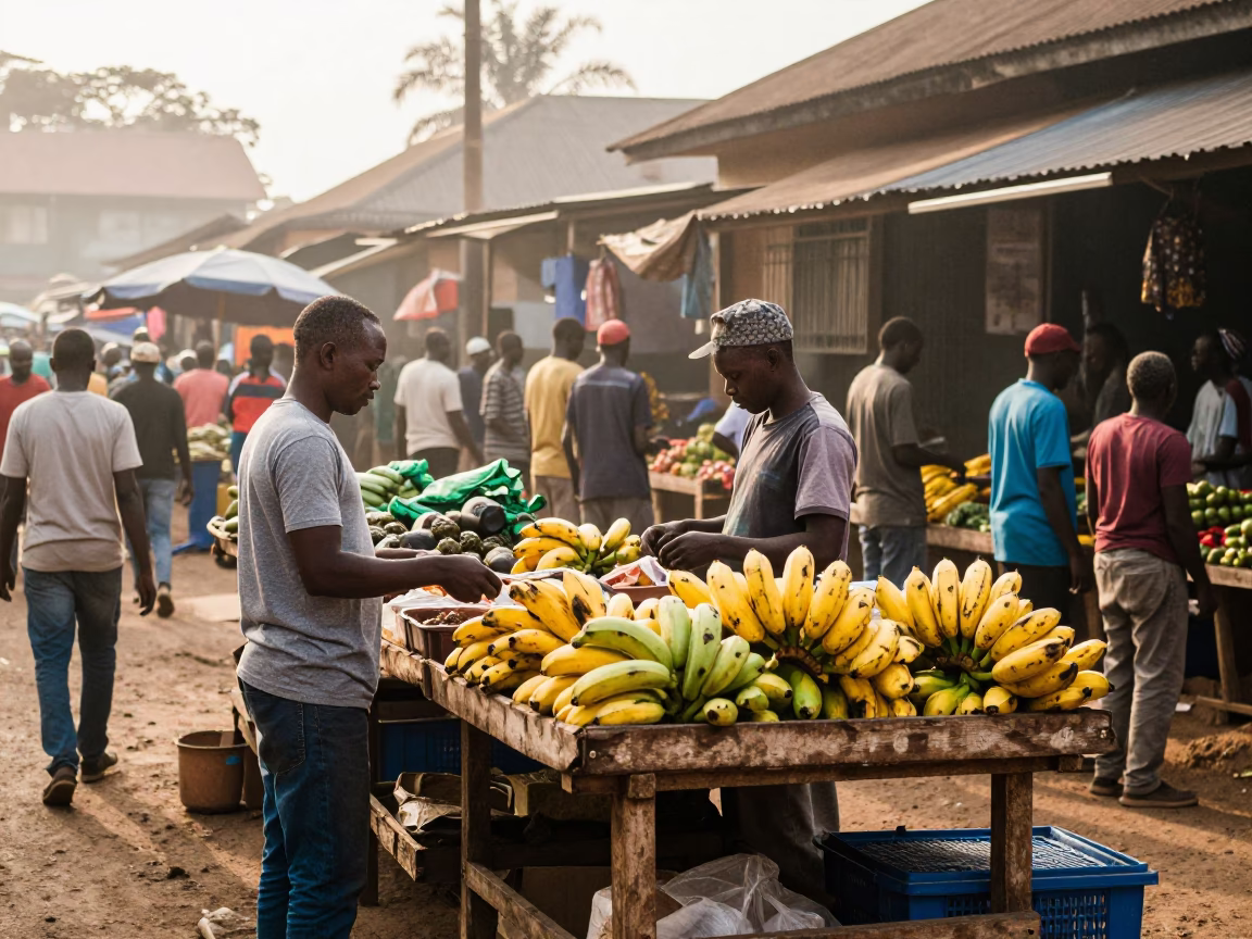 Nairobi Market Scene at The Early Morning Light in in Nairobi, Kenya