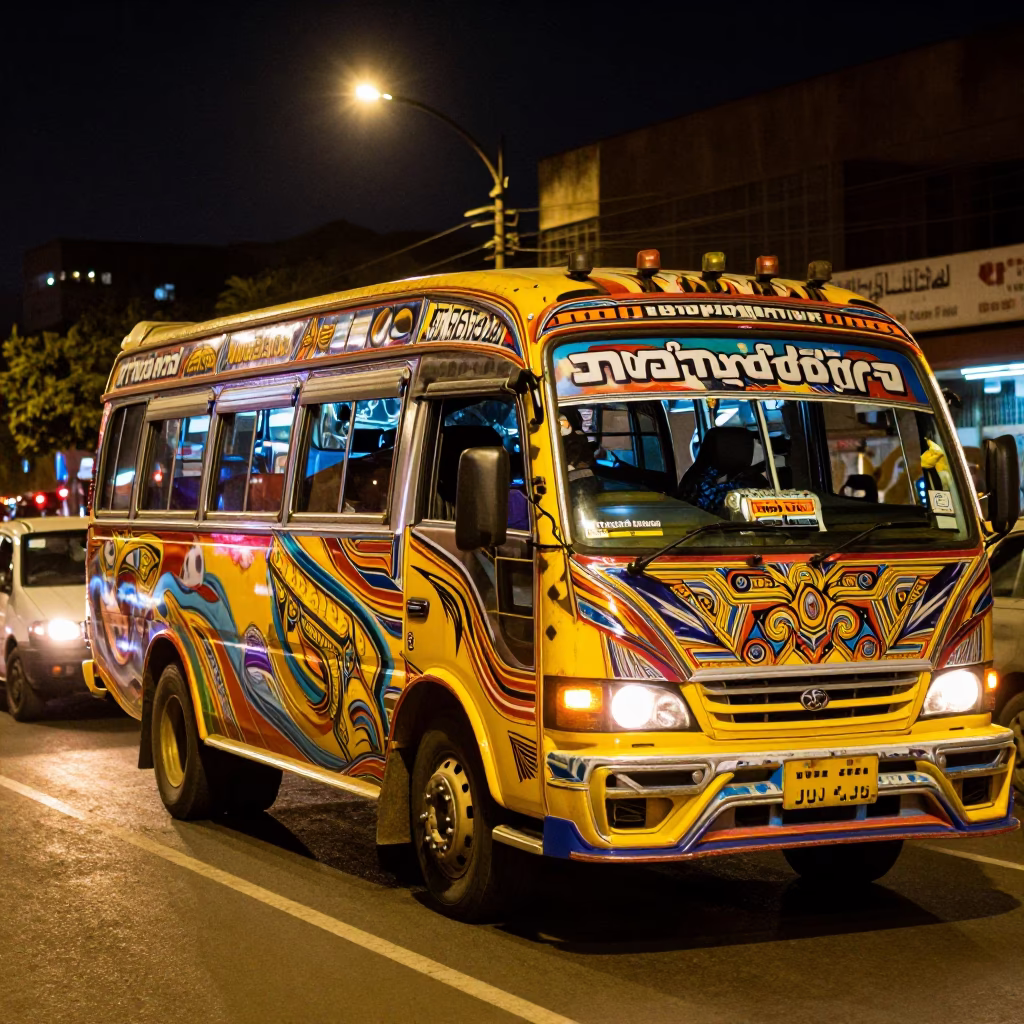 Nairobi Night Traffic at Late At Night Light in in Nairobi, Kenya
