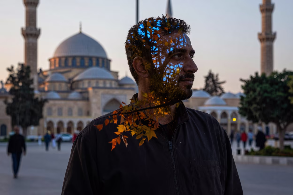 Najaf Portrait Silhouette Autumn Trees Dawn in in Najaf