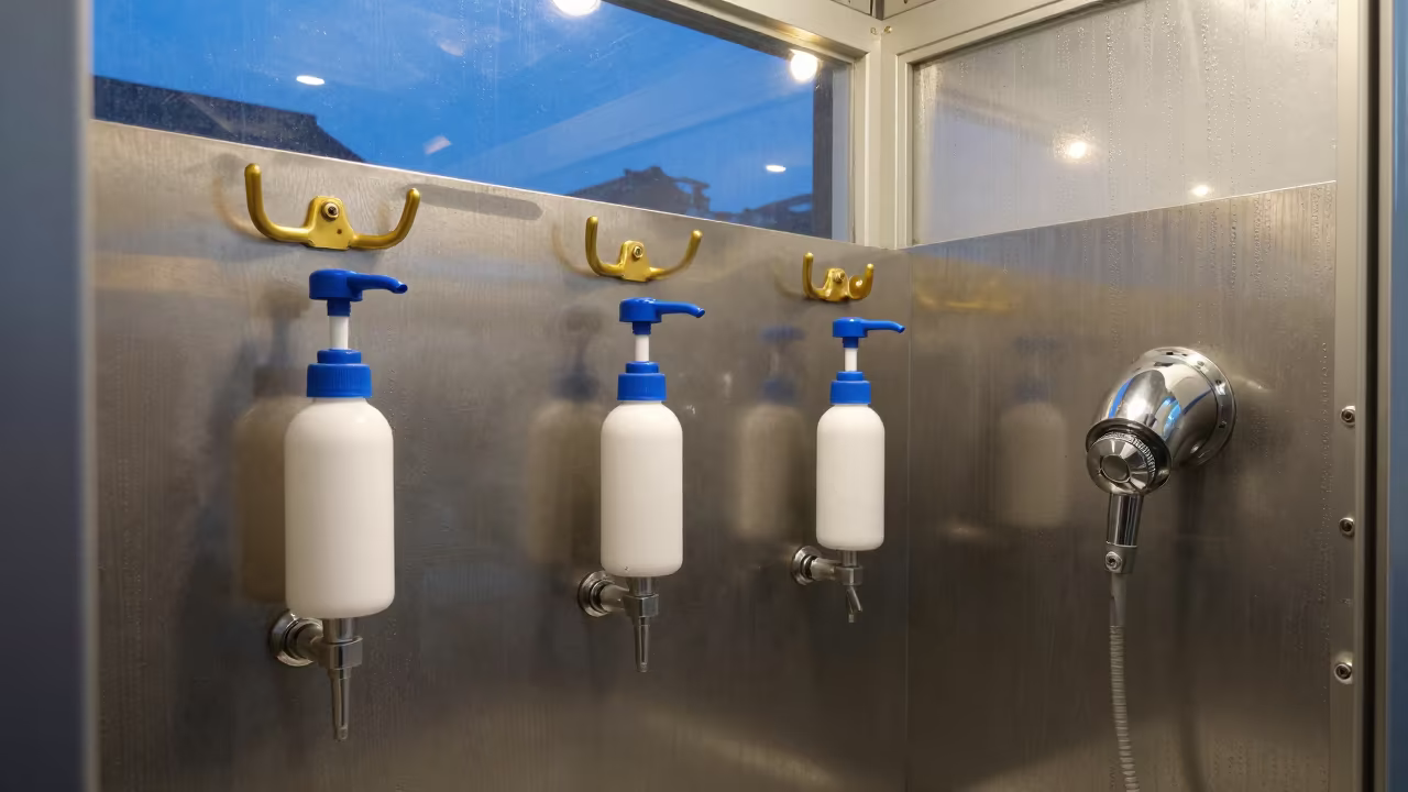 Nanjing Dog Wash Station Blue Hour Glow in at a self-serve dog wash station in Nanjing