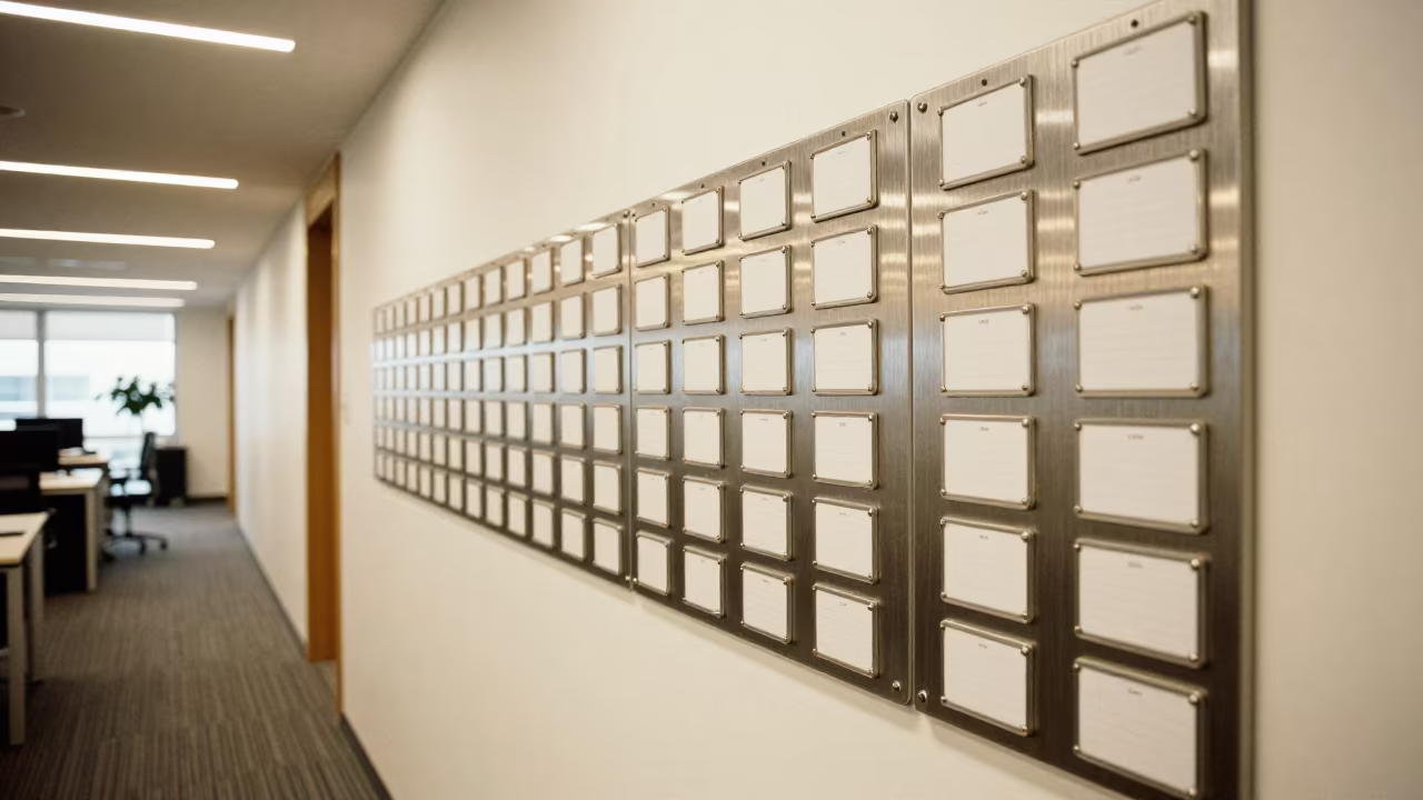 Nanjing Office Magnet Board with Paper Labels in inside an open-plan office bay in Nanjing
