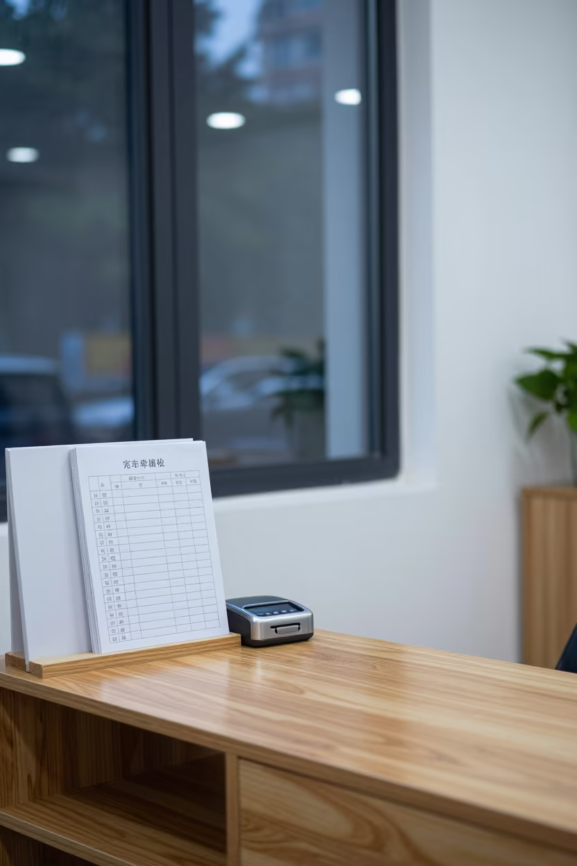 Nanning Nail Salon Cash Desk with Card Reader in in a beauty supply area under white LEDs in Nanning
