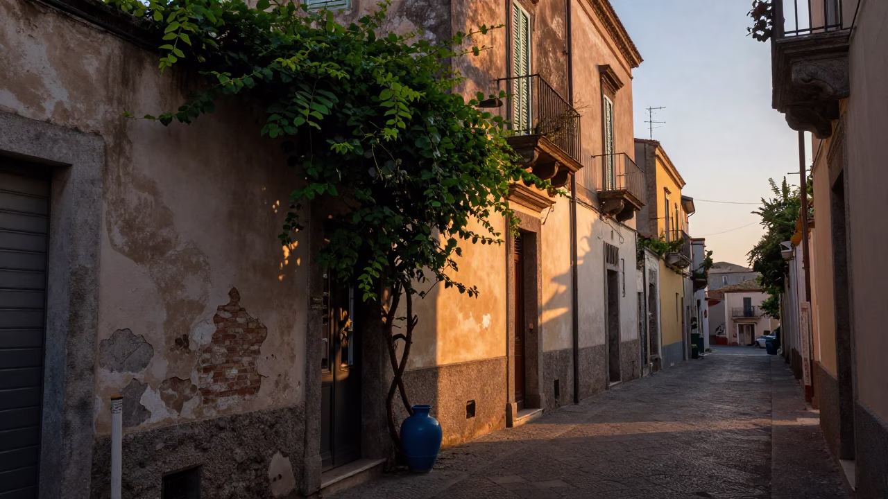 Naples Italy Nautical Dawn Street Scene with Vine and Stoneware in in Naples, Italy