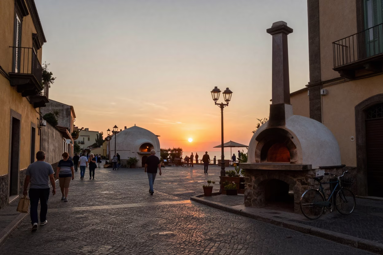 Naples Italy Street Scene at Sunset with Traditional Oven and Local Life in in Naples, Italy