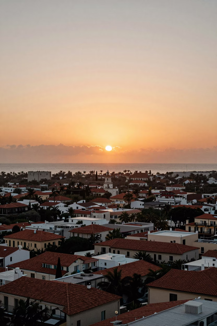 Naples Italy Sunset Horizon View Overlooking Historic Cityscape and Coastal Dusk in in Naples, Italy