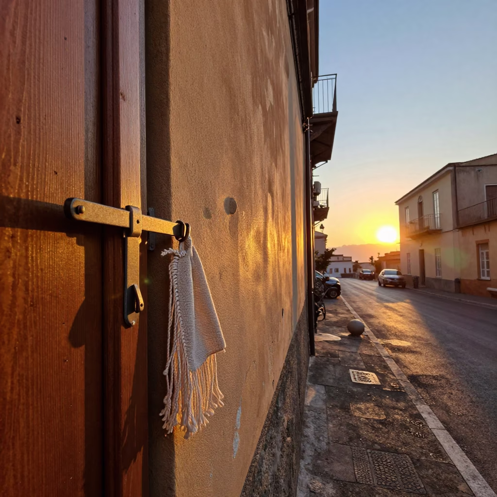 Naples Italy Sunset Street Scene with Linen Fringe Latch and Serving Bowls in in Naples, Italy