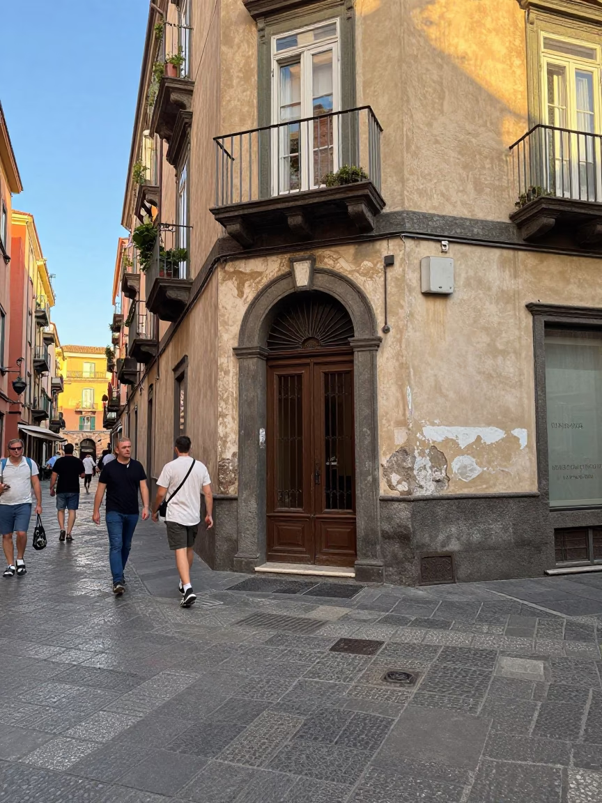Naples Street Scene at The Early Afternoon Light in in Naples, Italy