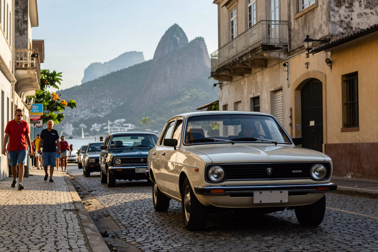 Narrow Street in Rio De Janeiro at Clear Late-afternoon Light in in Rio de Janeiro, Brazil