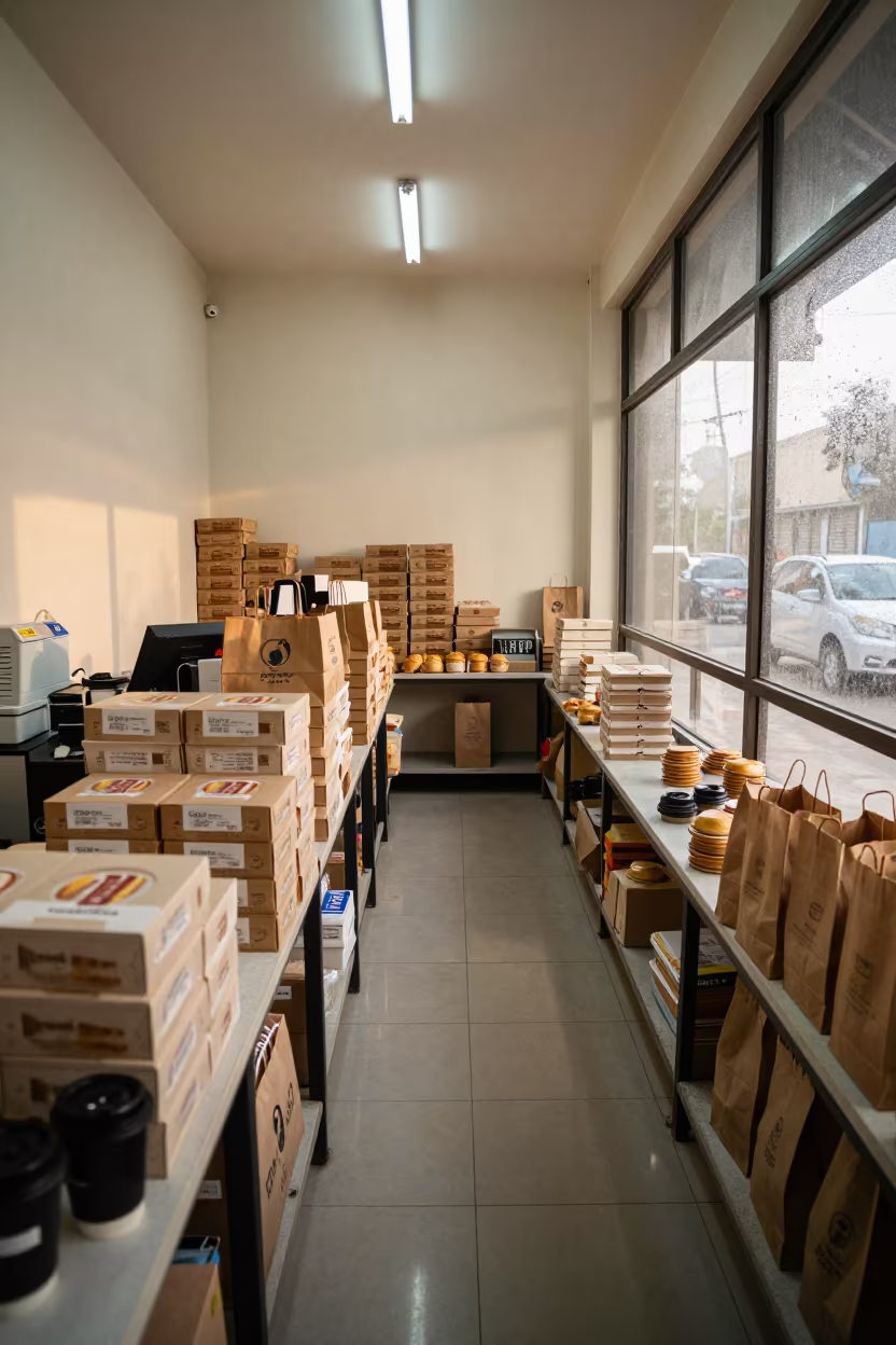 Narsingdi Bakery Checkout Lane with Pastry Boxes in at a checkout lane under flat store light in Narsingdi