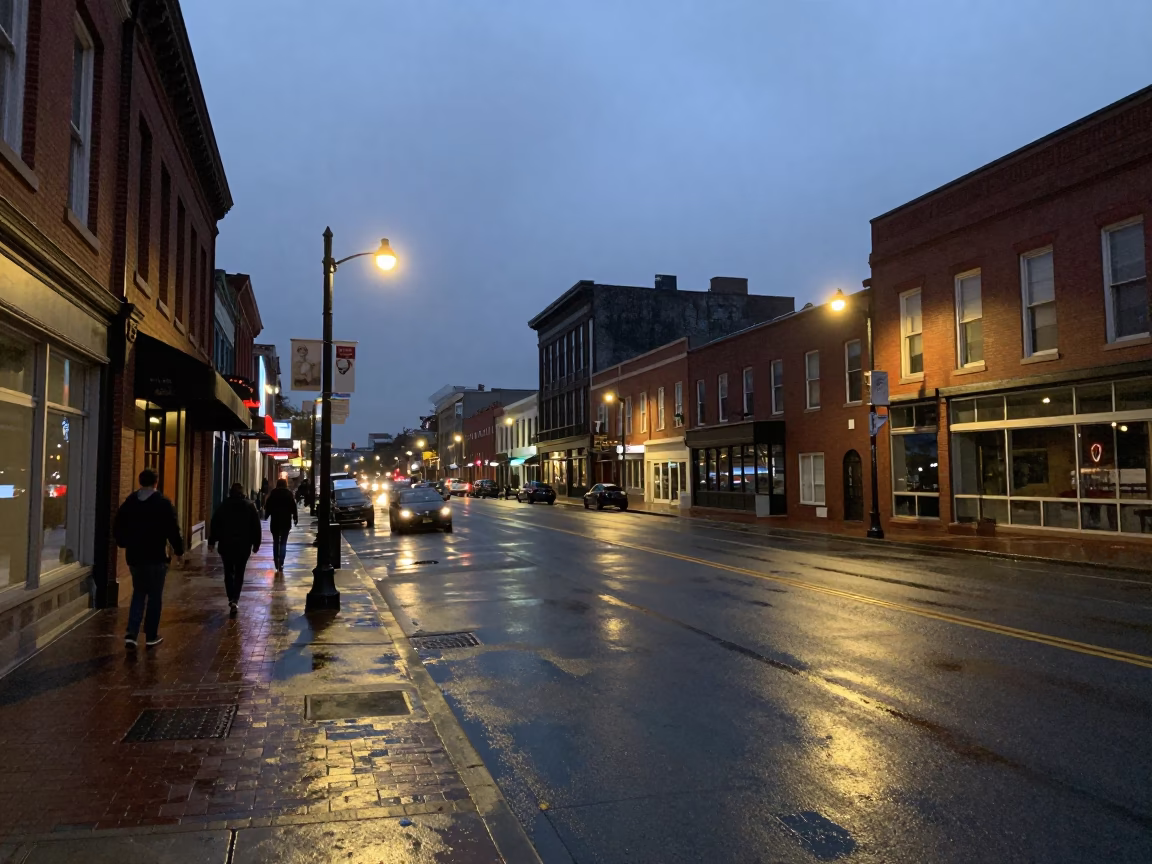 Nashville Street Scene at The Predawn Darkness Light in in Nashville, Tennessee, United States