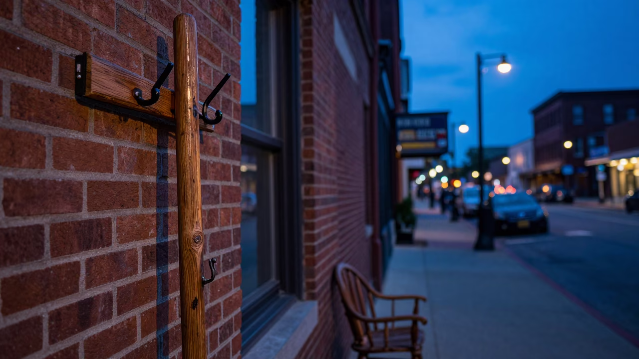 Nashville Tennessee Blue Hour Street Scene with Coat Hook and Spindle Chair in in Nashville, Tennessee, United States