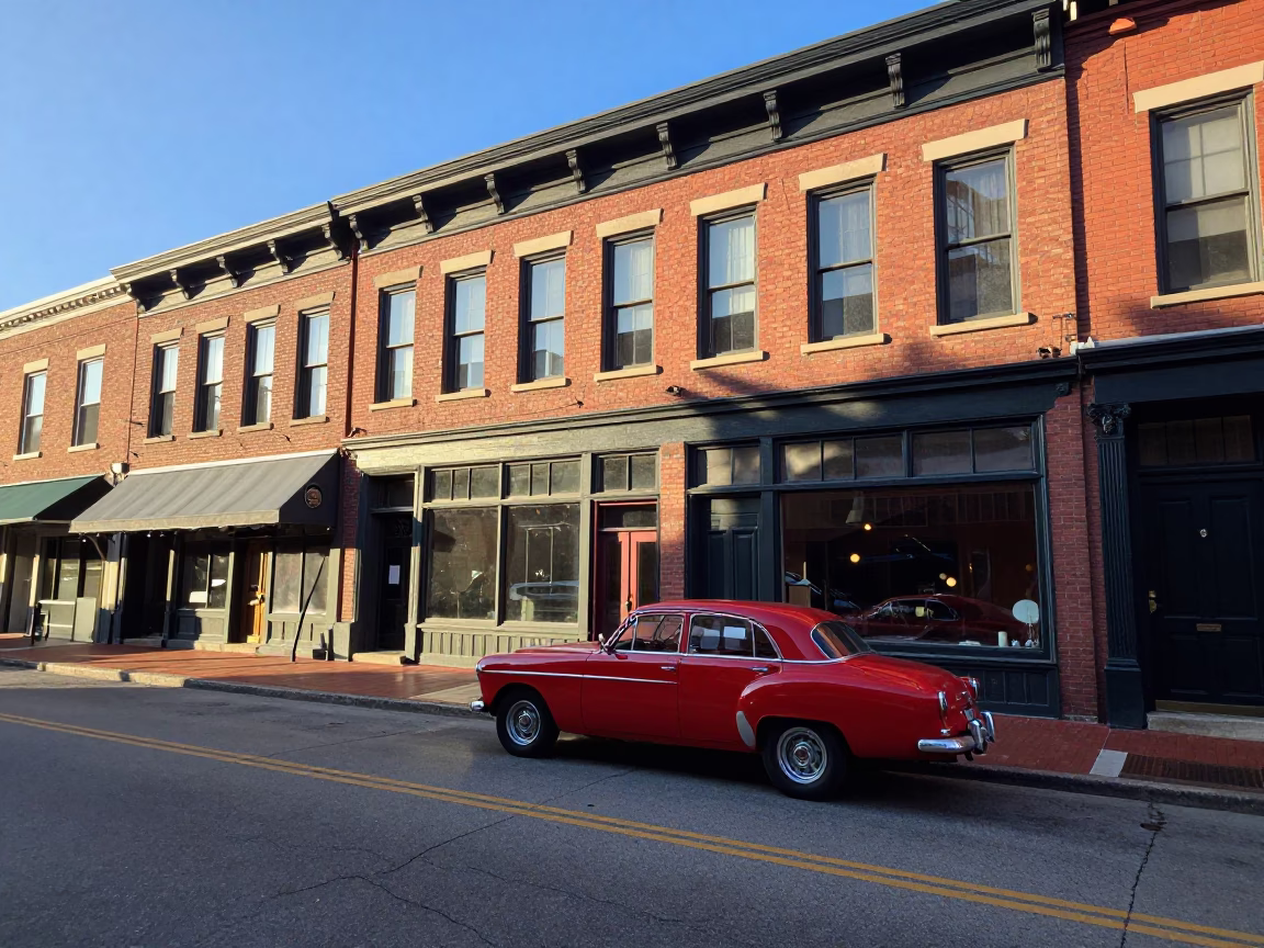 Nashville Tennessee Early Afternoon Street Scene with Classic Architecture and Local Life in in Nashville, Tennessee, United States