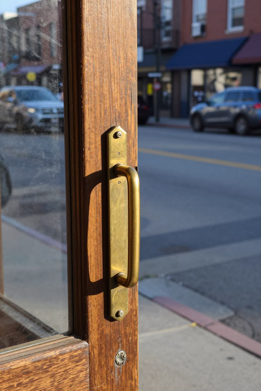 Nashville Tennessee Early Afternoon Street Scene with Door Handle and Geraniums in in Nashville, Tennessee, United States