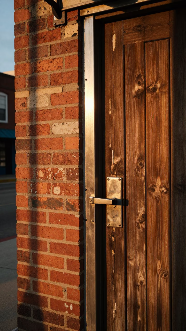 Nashville Tennessee Evening Street Scene with Brushed Steel and Deadbolt Details in in Nashville, Tennessee, United States