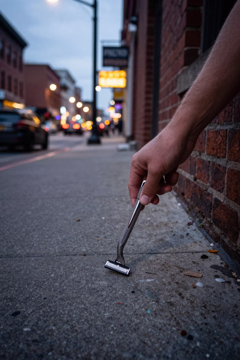 Nashville Tennessee Evening Street Scene with Safety Razor and Hand Broom in in Nashville, Tennessee, United States