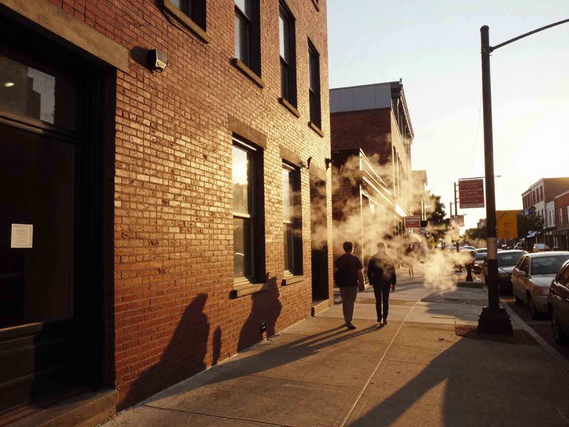 Nashville Tennessee Golden Hour Street Scene with Steam and Urban Details in in Nashville, Tennessee, United States