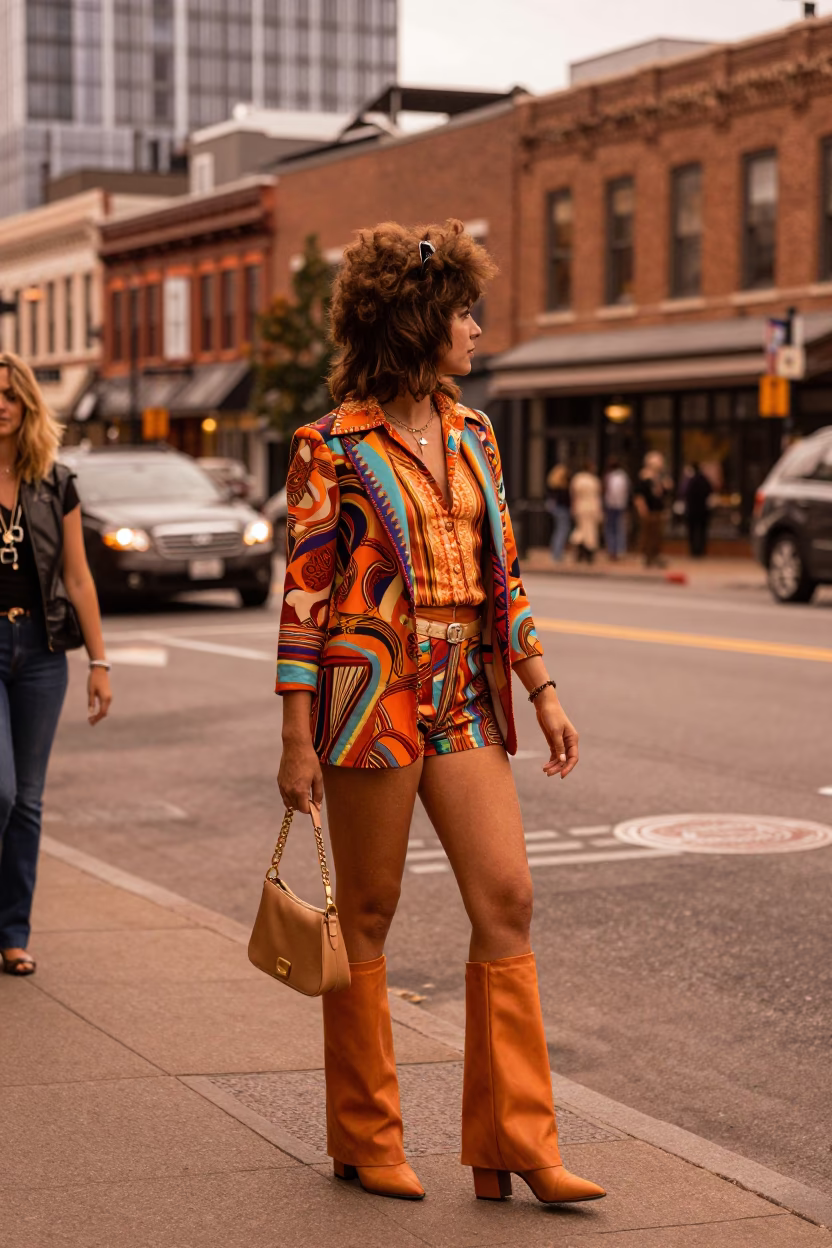 Nashville Tennessee High Fashion 1970s Copper Toned Light Street Scene in in Nashville, Tennessee, United States