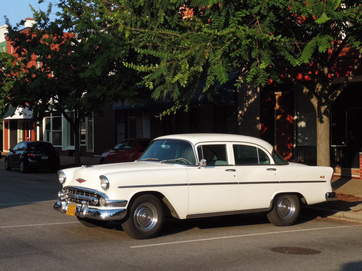 Nashville Tennessee Late Afternoon Street Scene with Vintage Automobile and Pedestrians in in Nashville, Tennessee, United States