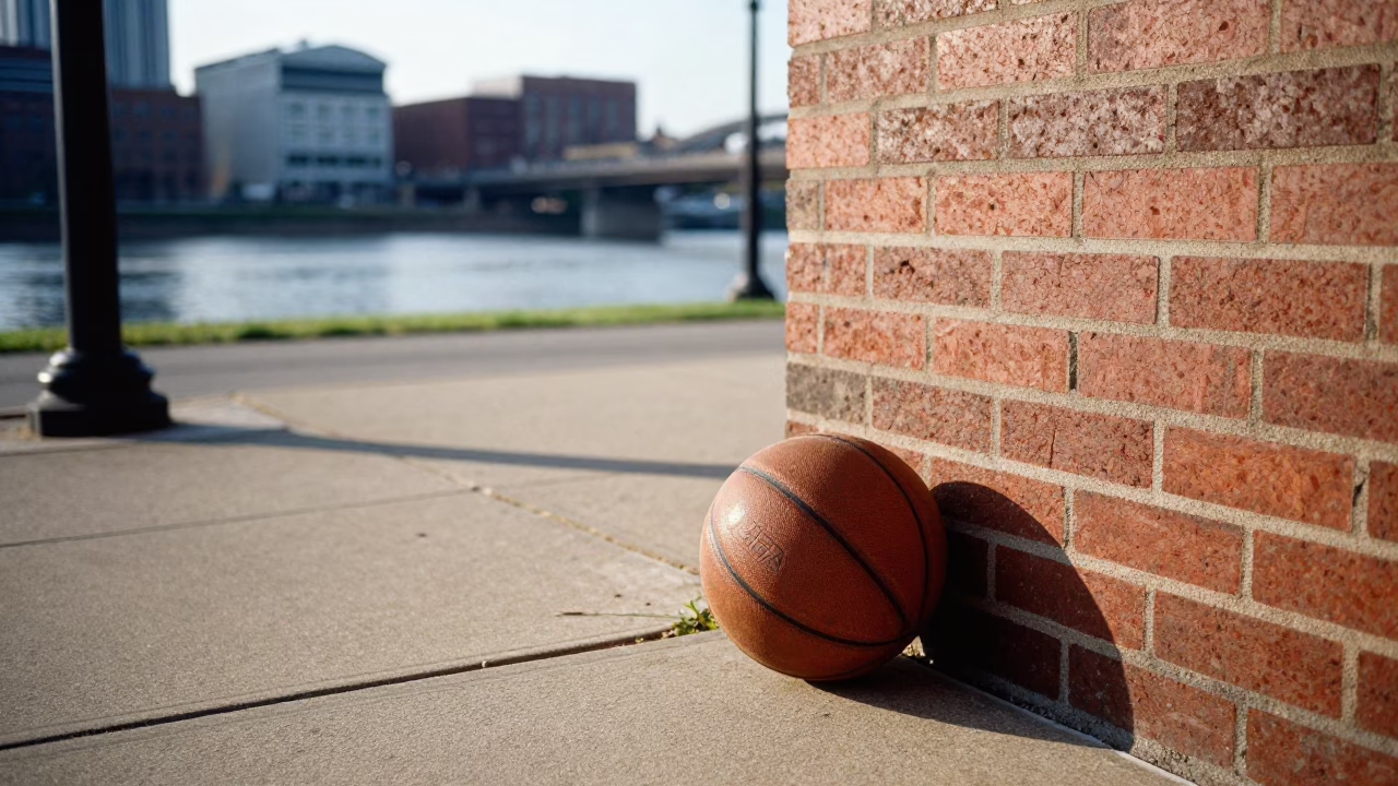 Nashville Tennessee Late Morning Street Scene with Vintage Basketball and Urban Elements in in Nashville, Tennessee, United States