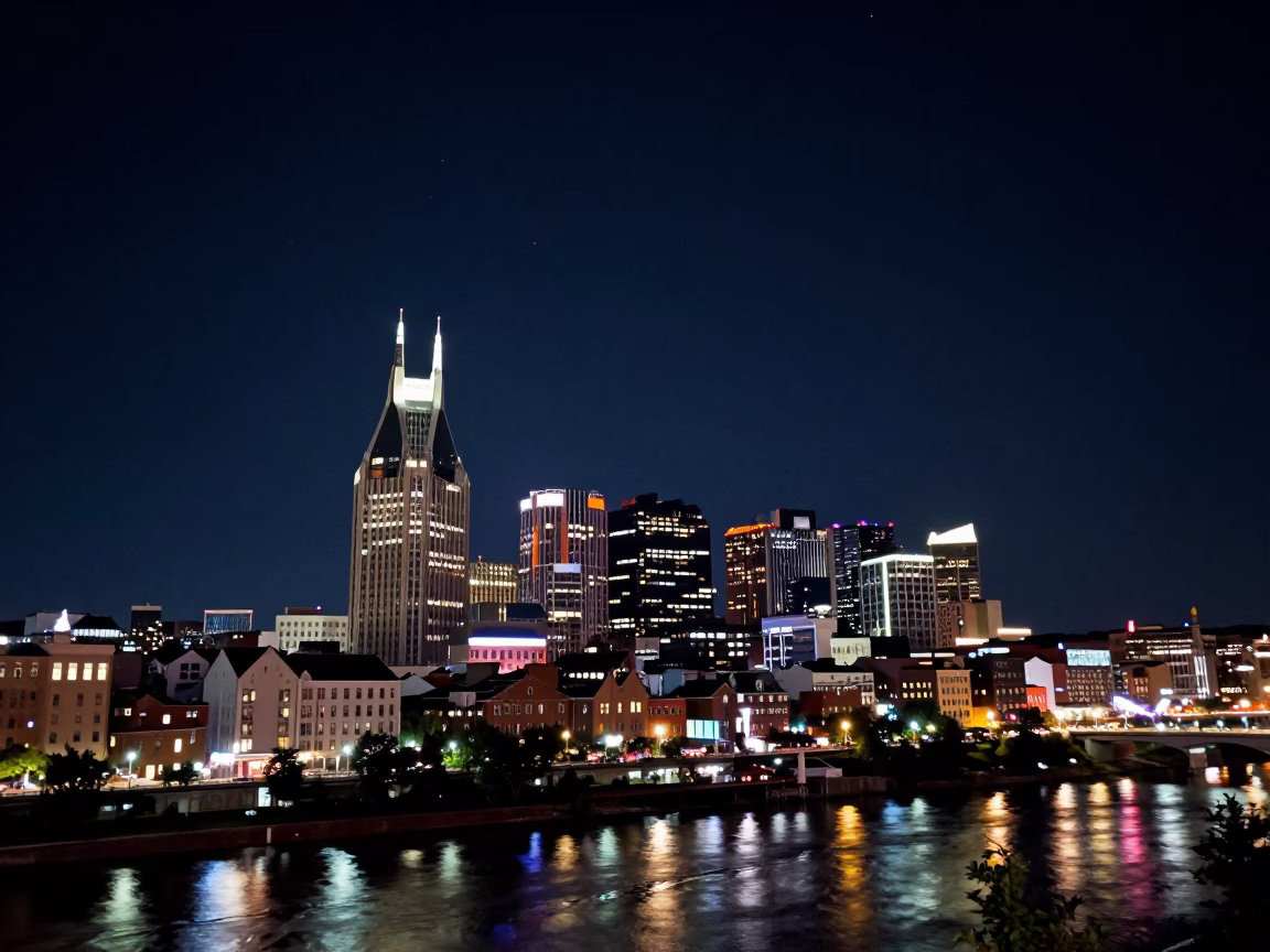 Nashville Tennessee Night Sky Horizon Shot Under Deepest Darkness in in Nashville, Tennessee, United States