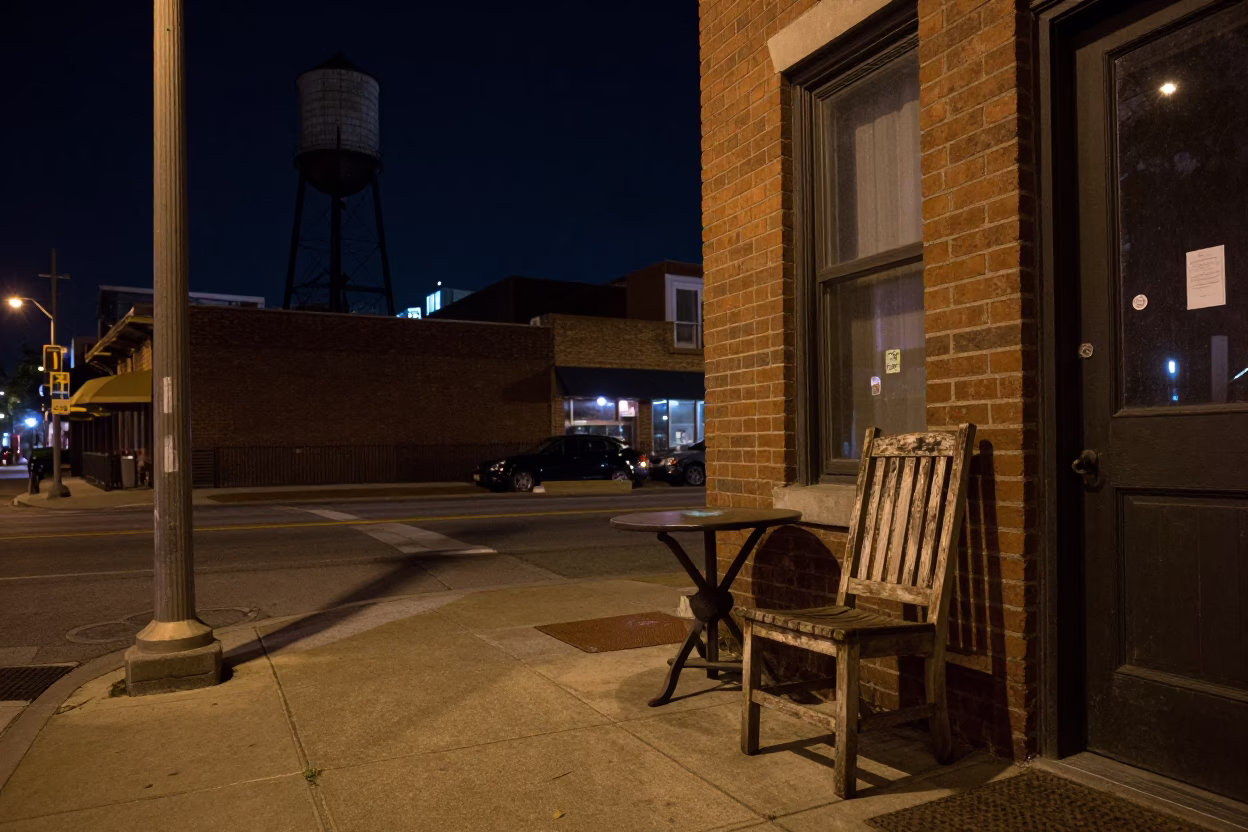 Nashville Tennessee Night Street Scene with Water Tower and Tabletop Details in in Nashville, Tennessee, United States