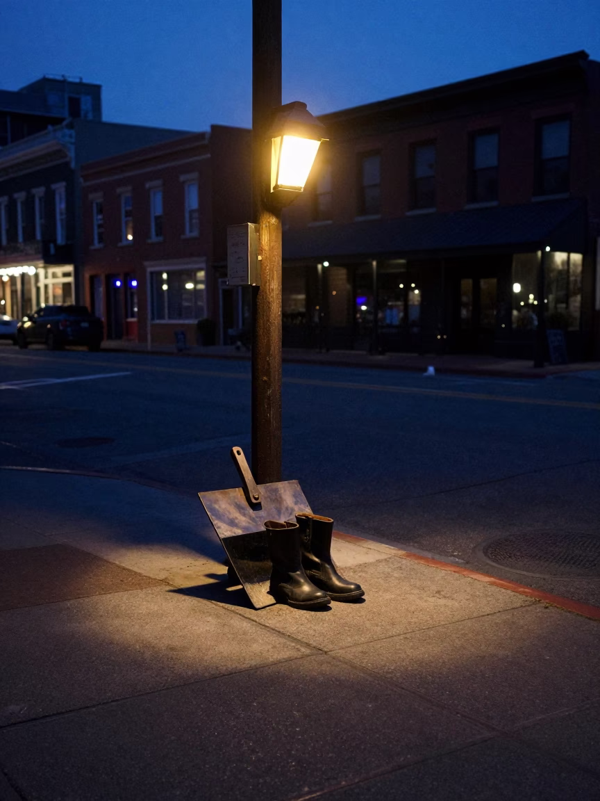 Nashville Tennessee Predawn Street Scene with Night Light and Boot Scraper in in Nashville, Tennessee, United States