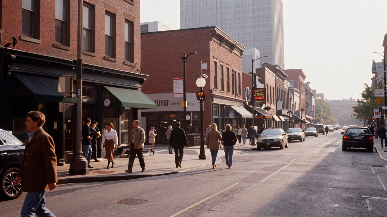 Nashville Tennessee Street Scene First Light Busy Urban Morning in in Nashville, Tennessee, United States