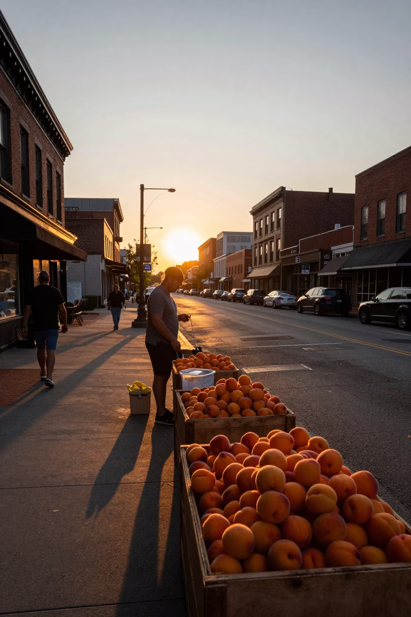 Nashville Tennessee Street Scene with Apricots at Sunset in in Nashville, Tennessee, United States