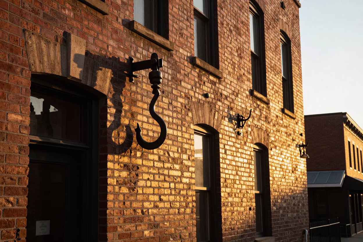 Nashville Tennessee Sunset Street Scene with Iron Hook and Local Activity in in Nashville, Tennessee, United States