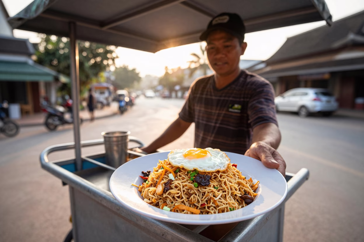 Nasi Goreng in Luang Prabang at The Late Morning Light in in Luang Prabang, Laos
