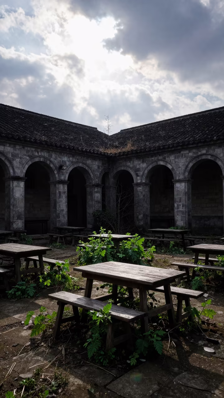 Nature Reclaims Ceremonial Court Refectory Hefei in through an abandoned ceremonial court near Hefei
