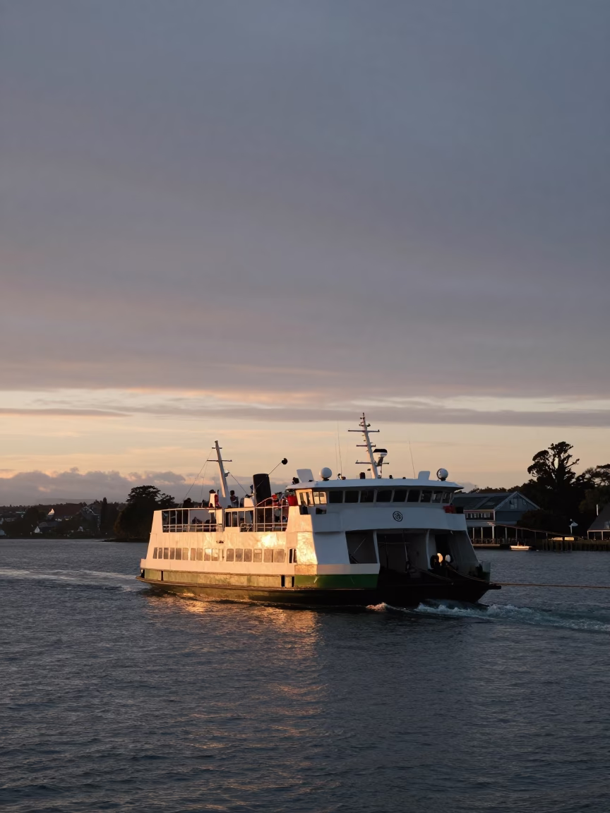 Nautical Dawn Chain Ferry Crossing Avon River Christchurch New Zealand in in Christchurch, New Zealand