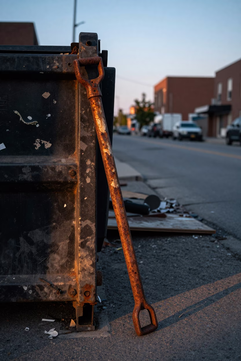 Nautical Dawn Demolition Scene in Toronto Ontario with Rusty Handle and Radishes in in Toronto, Ontario, Canada