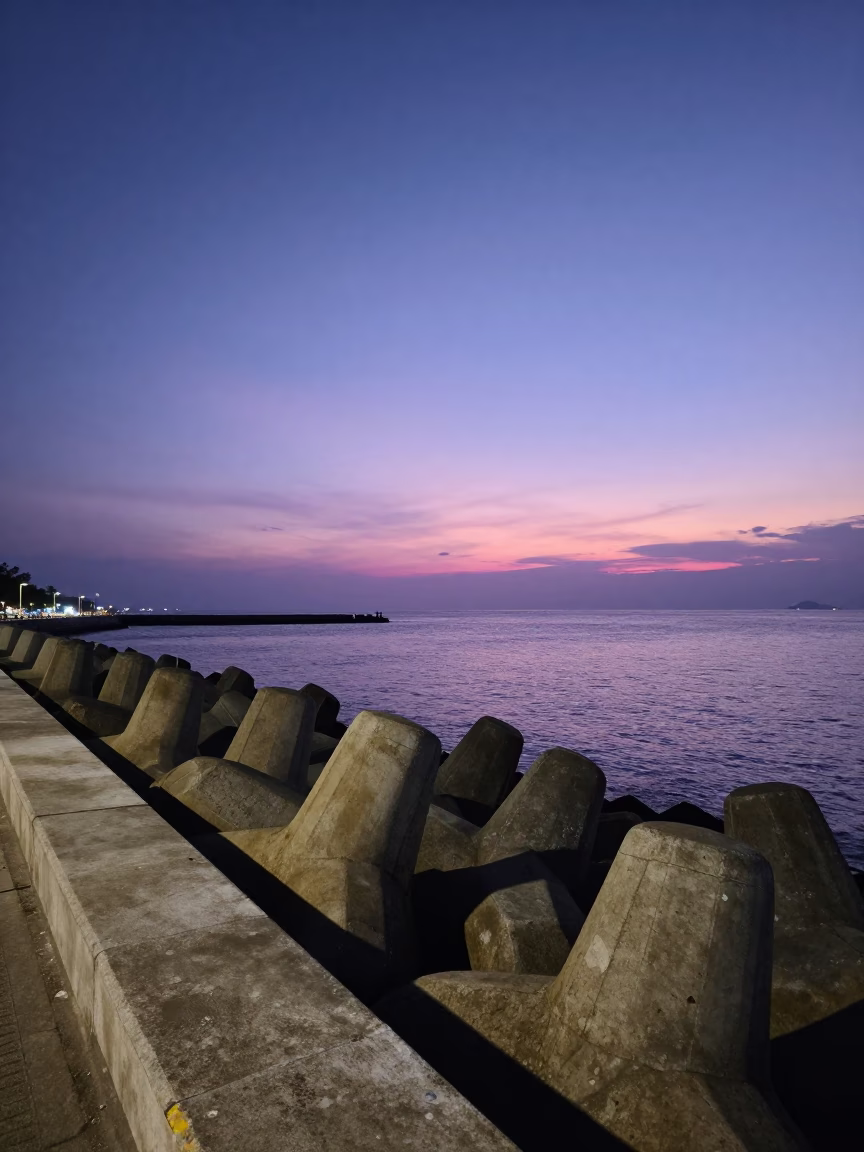 Nautical Dawn Harbor Breakwater Blue Hour Sky Fading Over Phuket Thailand in in Phuket, Thailand