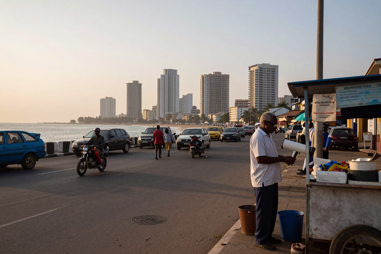 Nautical Dawn in Accra Ghana Street Life and Coastal Activity in in Accra, Ghana