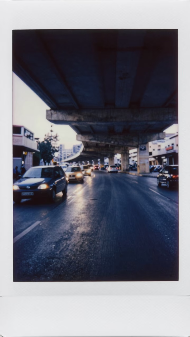 Nautical Dawn in Amman Jordan Street Scene with Flyover and Traffic Shadows in in Amman, Jordan