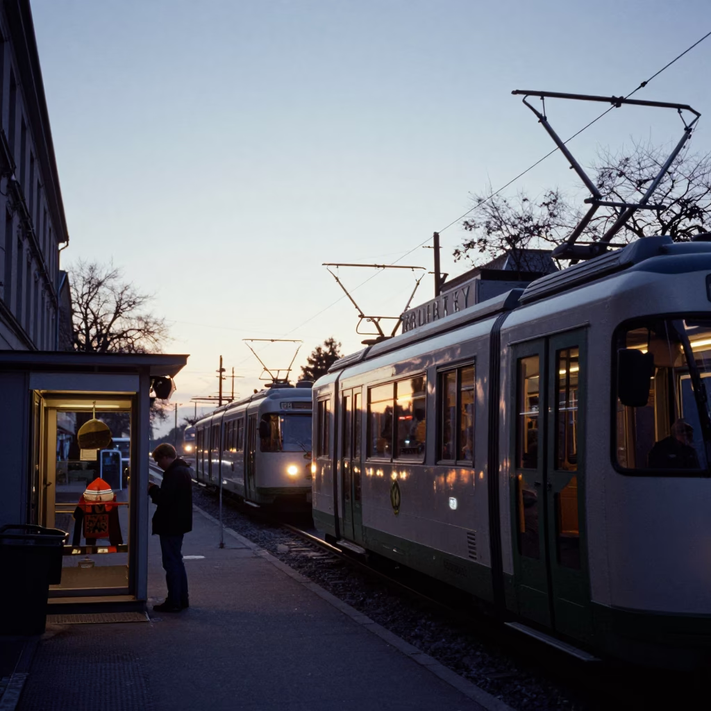 Nautical Dawn in Berlin Germany with Funicular Railway and Coat Brush in in Berlin, Germany